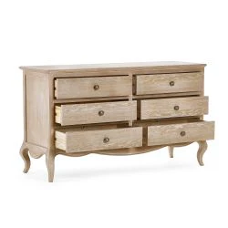 Camille 6 Drawer Wide Chest - Limed Oak - Image 4