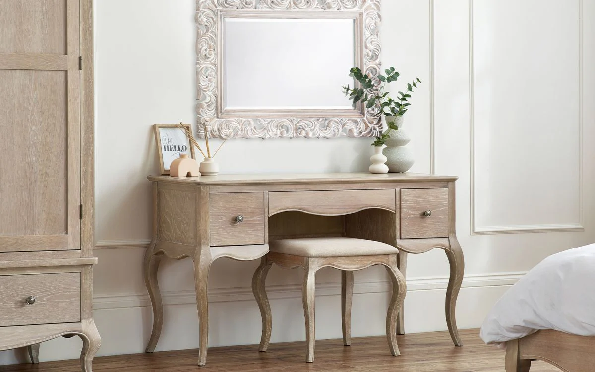Camille Dressing Table & Stool - Limed Oak