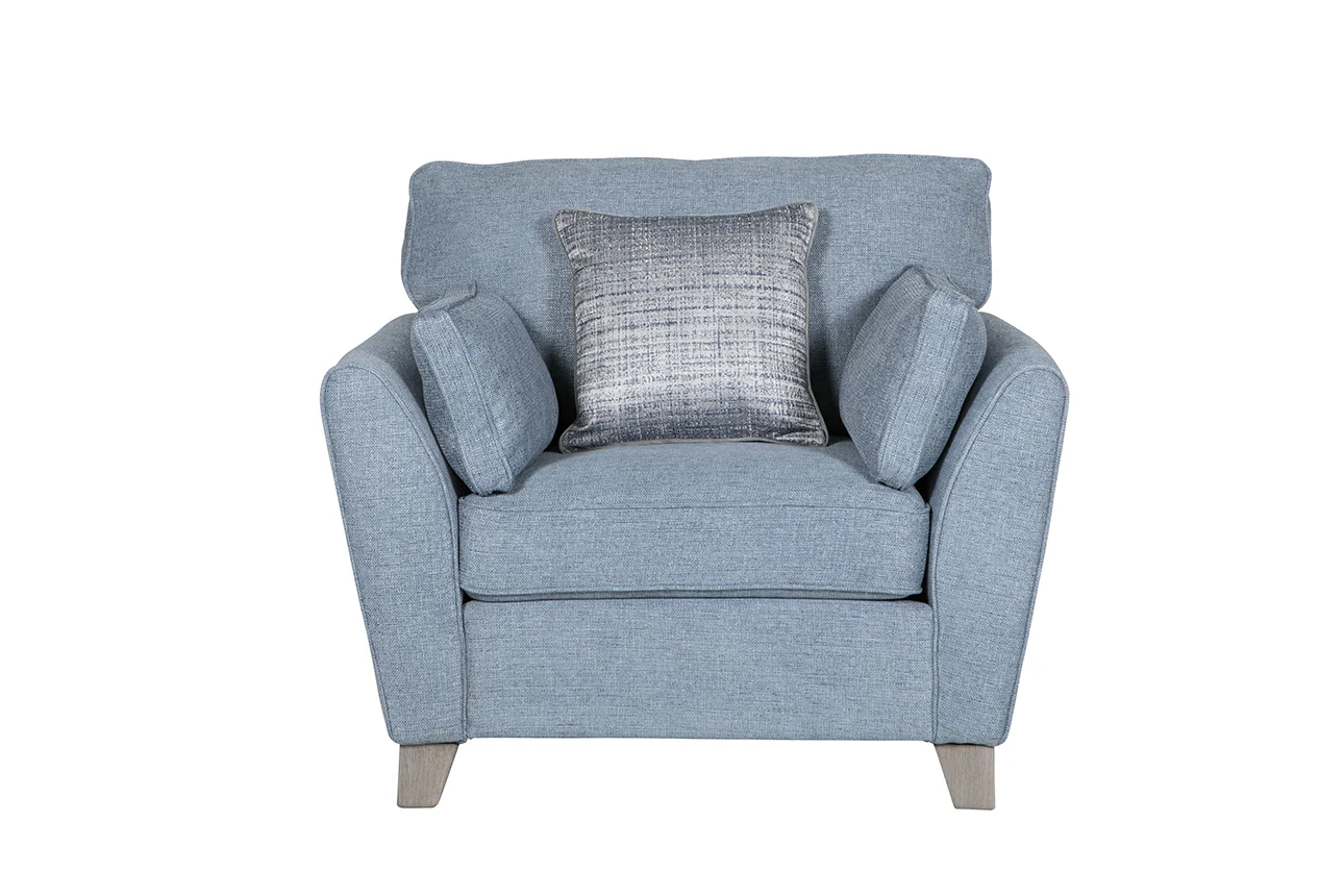 Cantrell 1 Seater Sofa – Blue Fabric with Pocket Spring Seating - Image 4