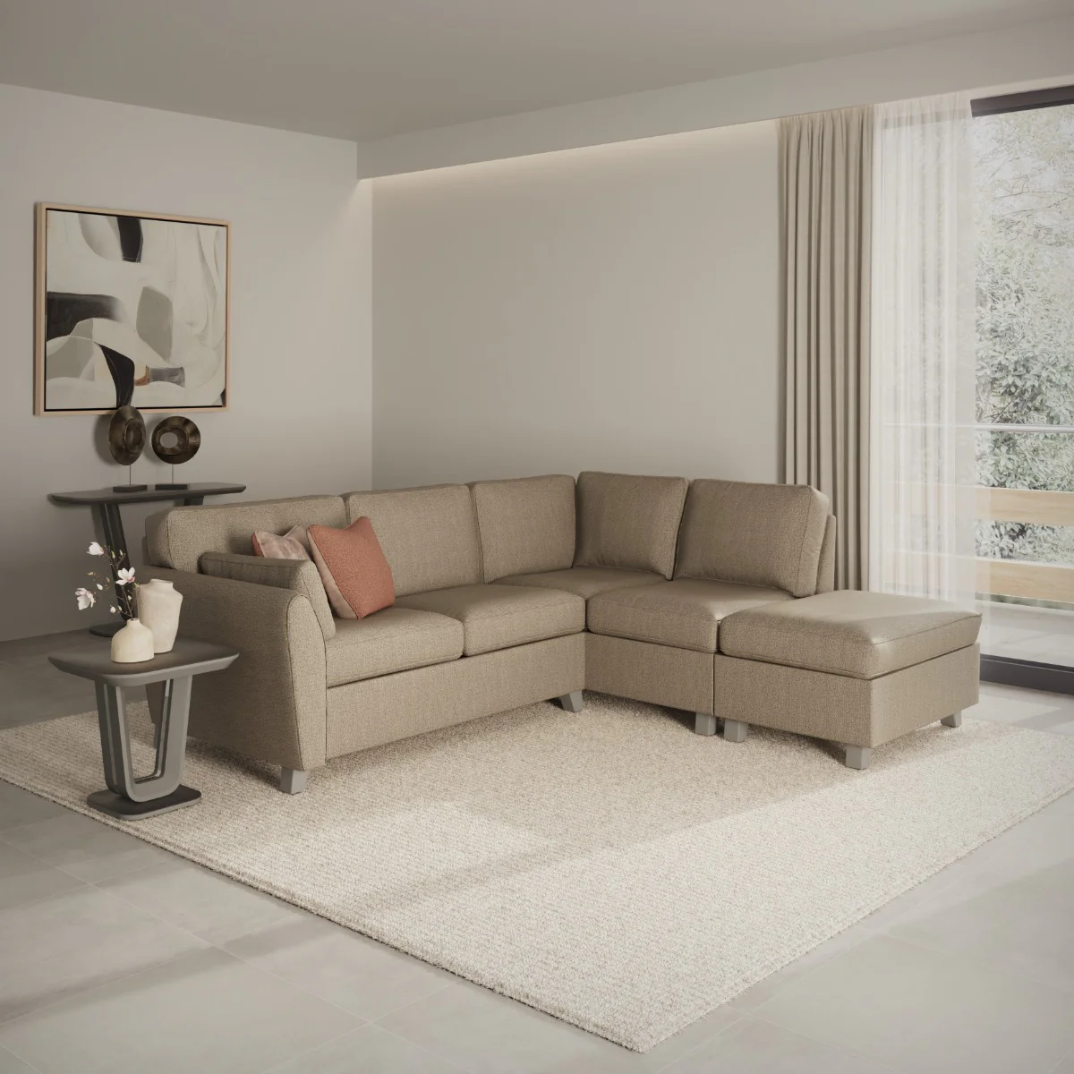 Cantrell Corner Group - Biscuit RHF 2 Scatter Cushions