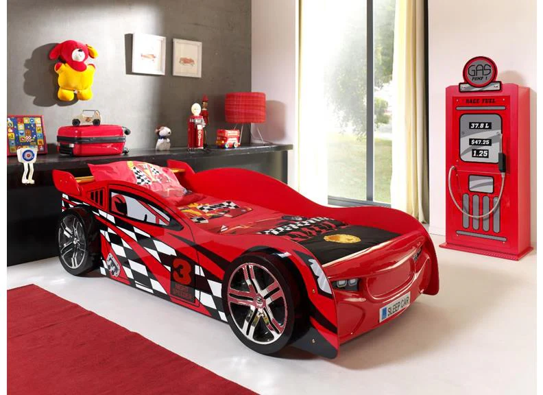 CARBEDS NIGHT SPEEDER BED 90 X 200 CM – Red Lacquered MDF with Slatted Base