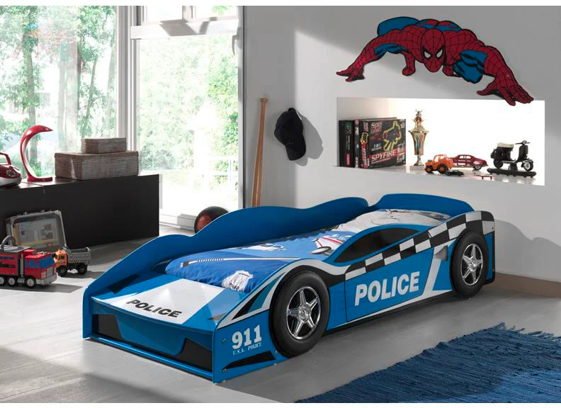 CARBEDS TODDLER POLICE 70 X 140 CM – Blue Lacquered MDF Bed Frame with Slatted Base
