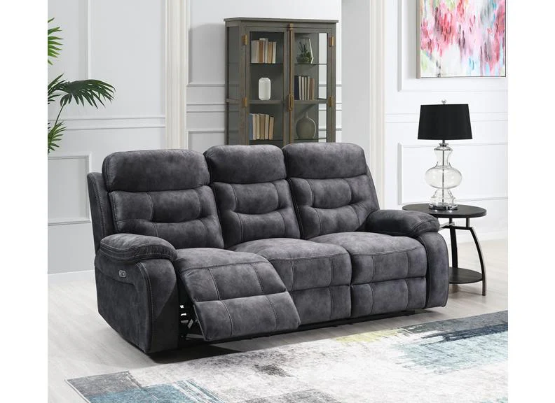 Carrie Grey Velvet 3RR Sofa – Powered Recline Option