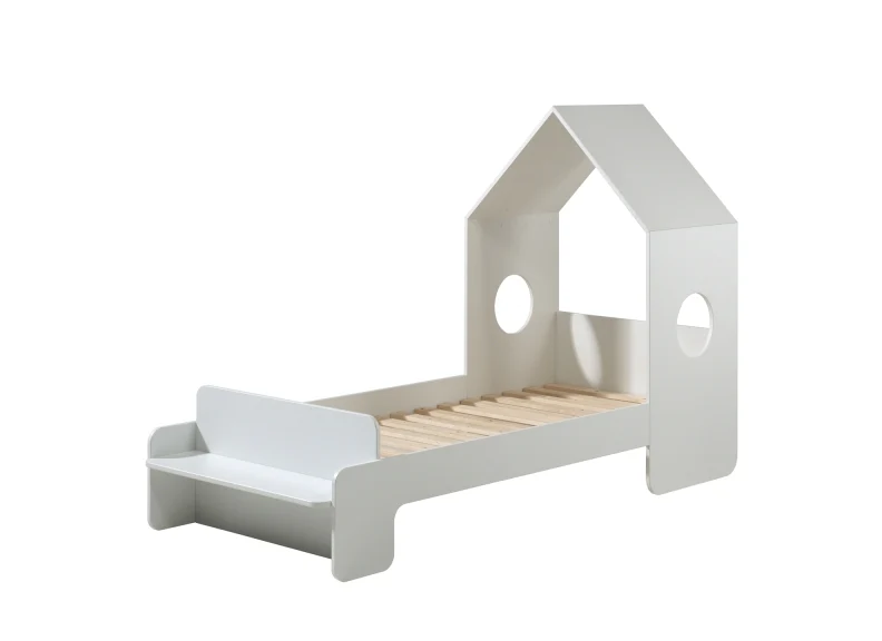 Casami Single House Bed – White Lacquered Frame with Play Bench - Image 3