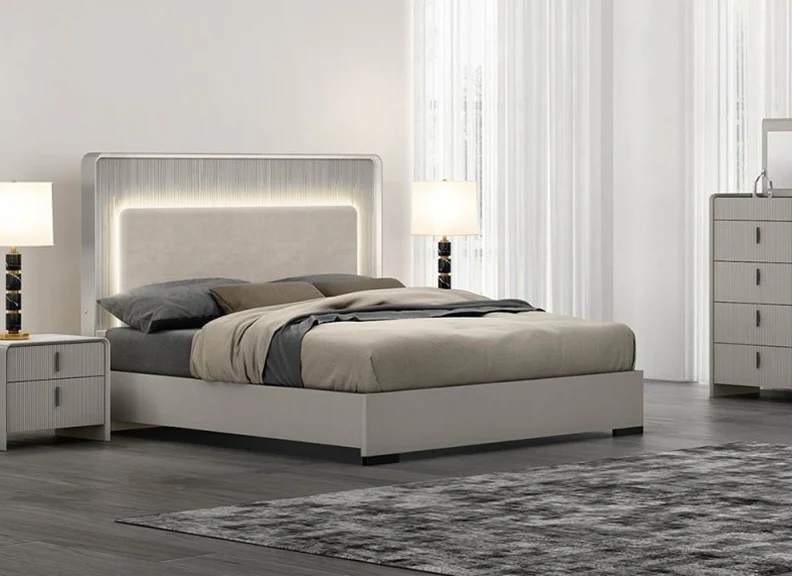 Cavelli Bedframe – Flannel Grey with Integrated LED Mood Light
