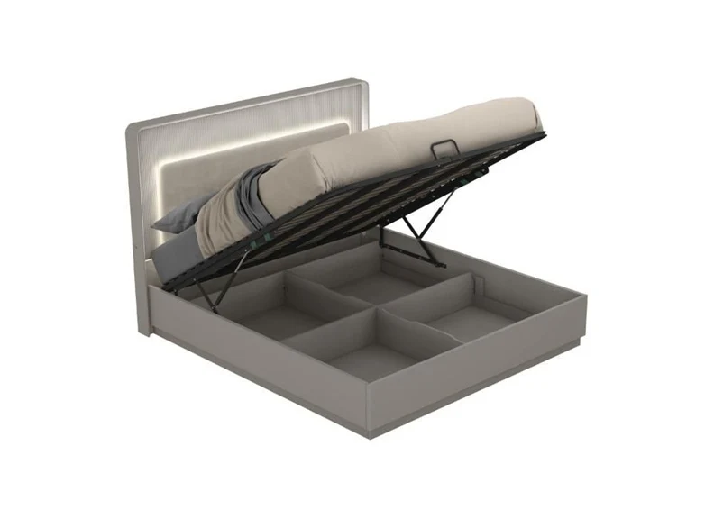 Cavelli Ottoman Storage Bed – Flannel Grey with Integrated LED Headboard Light