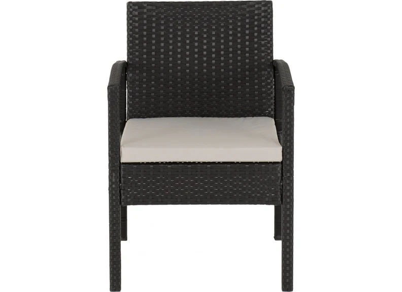 CEDAR 4 Piece Garden Set – Black Rattan with Grey Cushions and Glass Top - Image 4