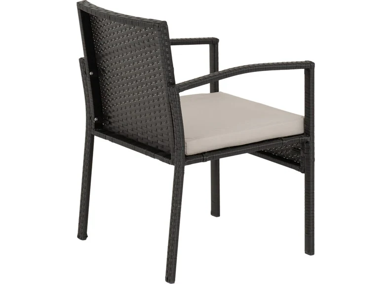 CEDAR 4 Piece Garden Set – Black Rattan with Grey Cushions and Glass Top - Image 5