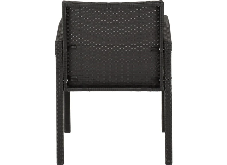 CEDAR 4 Piece Garden Set – Black Rattan with Grey Cushions and Glass Top - Image 6
