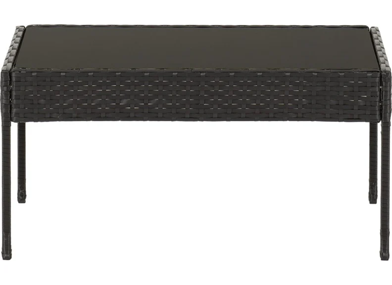 CEDAR 4 Piece Garden Set – Black Rattan with Grey Cushions and Glass Top - Image 7