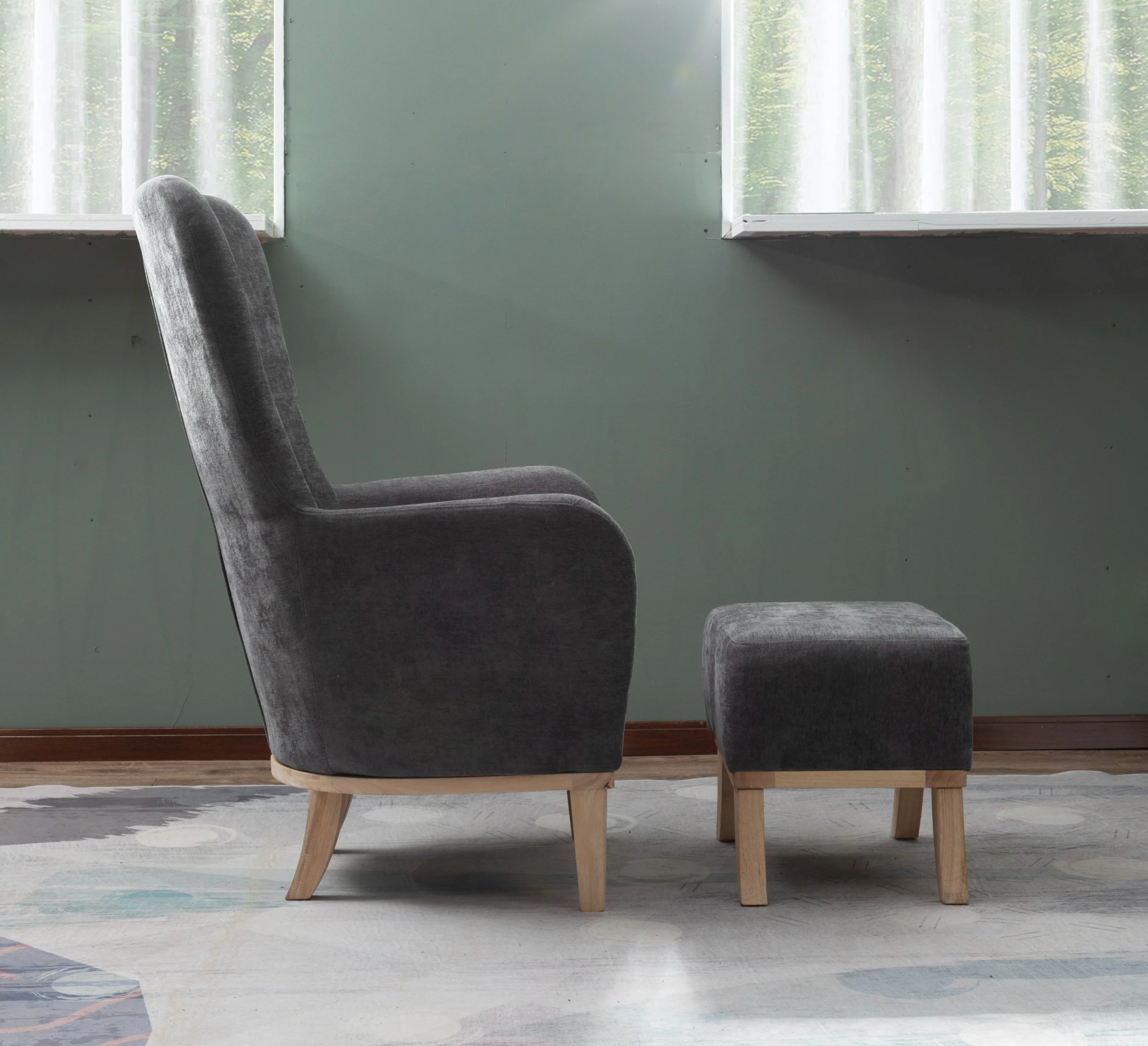 Chair + Footstool 1986 Dark Grey - Image 2