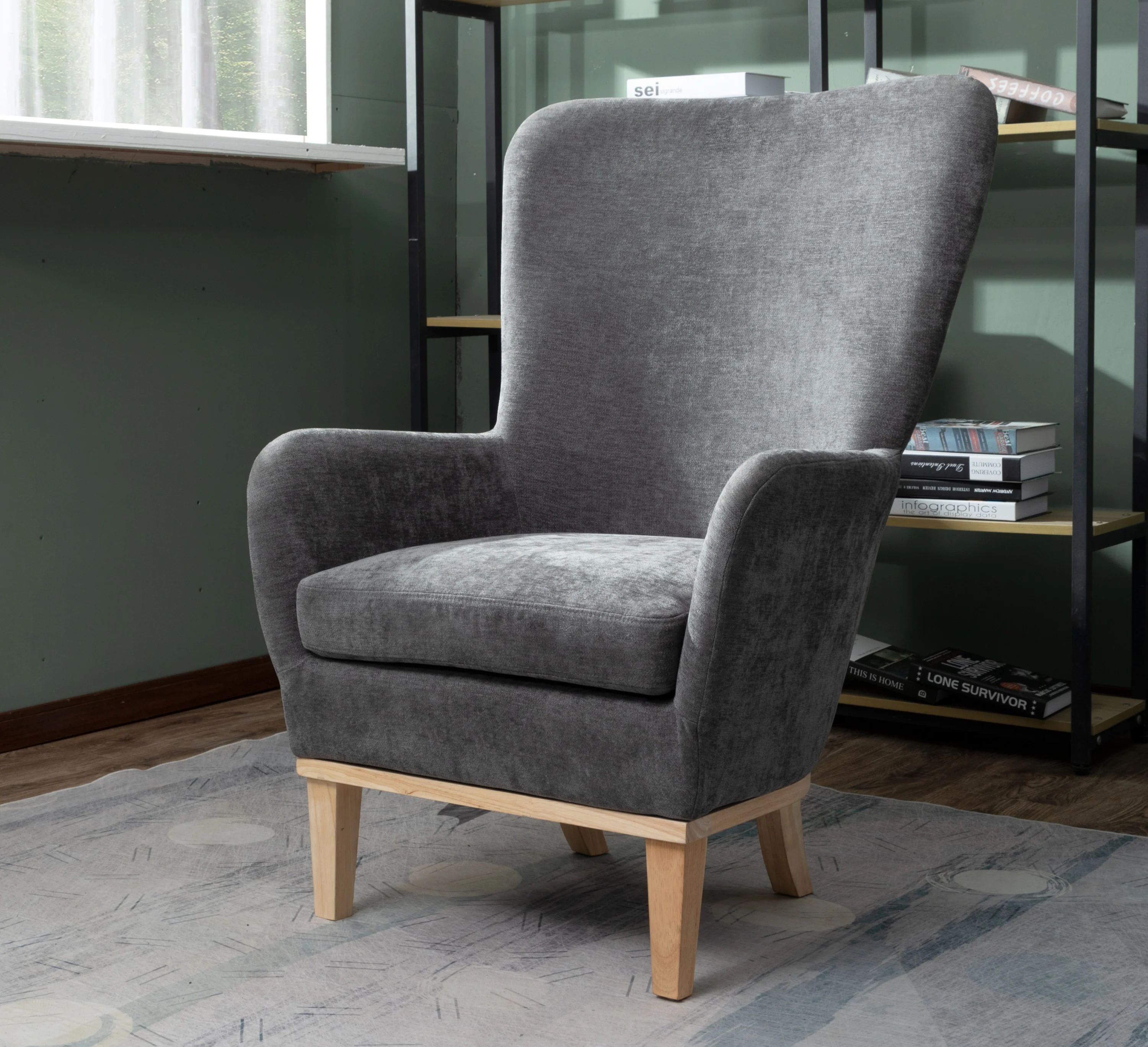 Chair + Footstool 1986 Dark Grey - Image 4