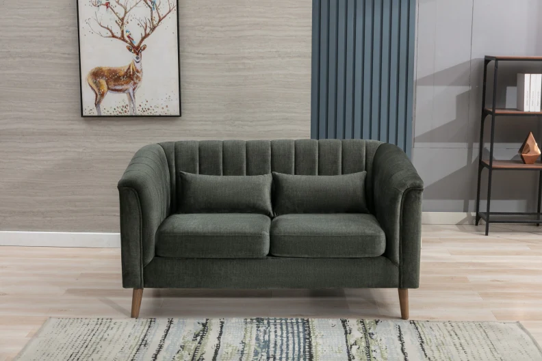 Charlotte Two Seat Sofa – Chesterfield Style in Moss Green Velvet - Image 5