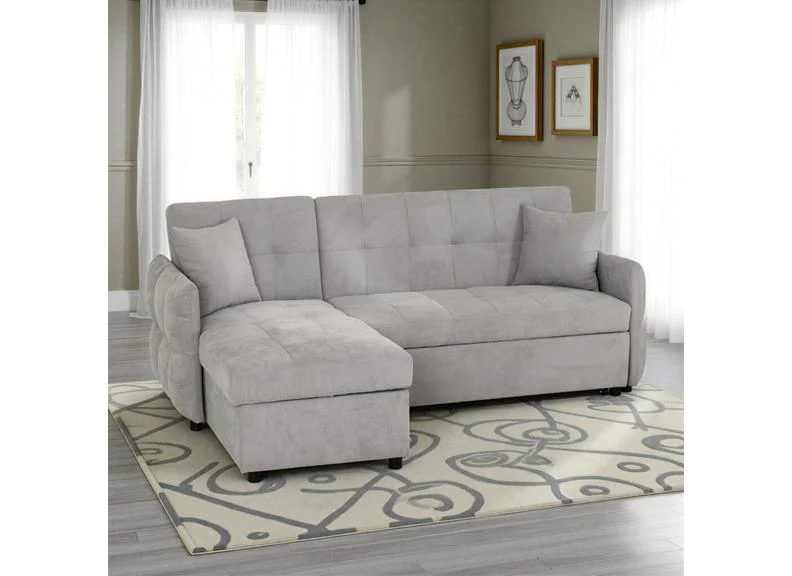 Chelsea Grey Corner Sofa Bed – Fabric with Storage and Scatter Cushions - Image 2