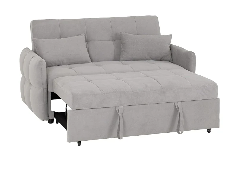 Chelsea Grey Sofa Bed – Silver Fabric with Scatter Cushions - Image 3