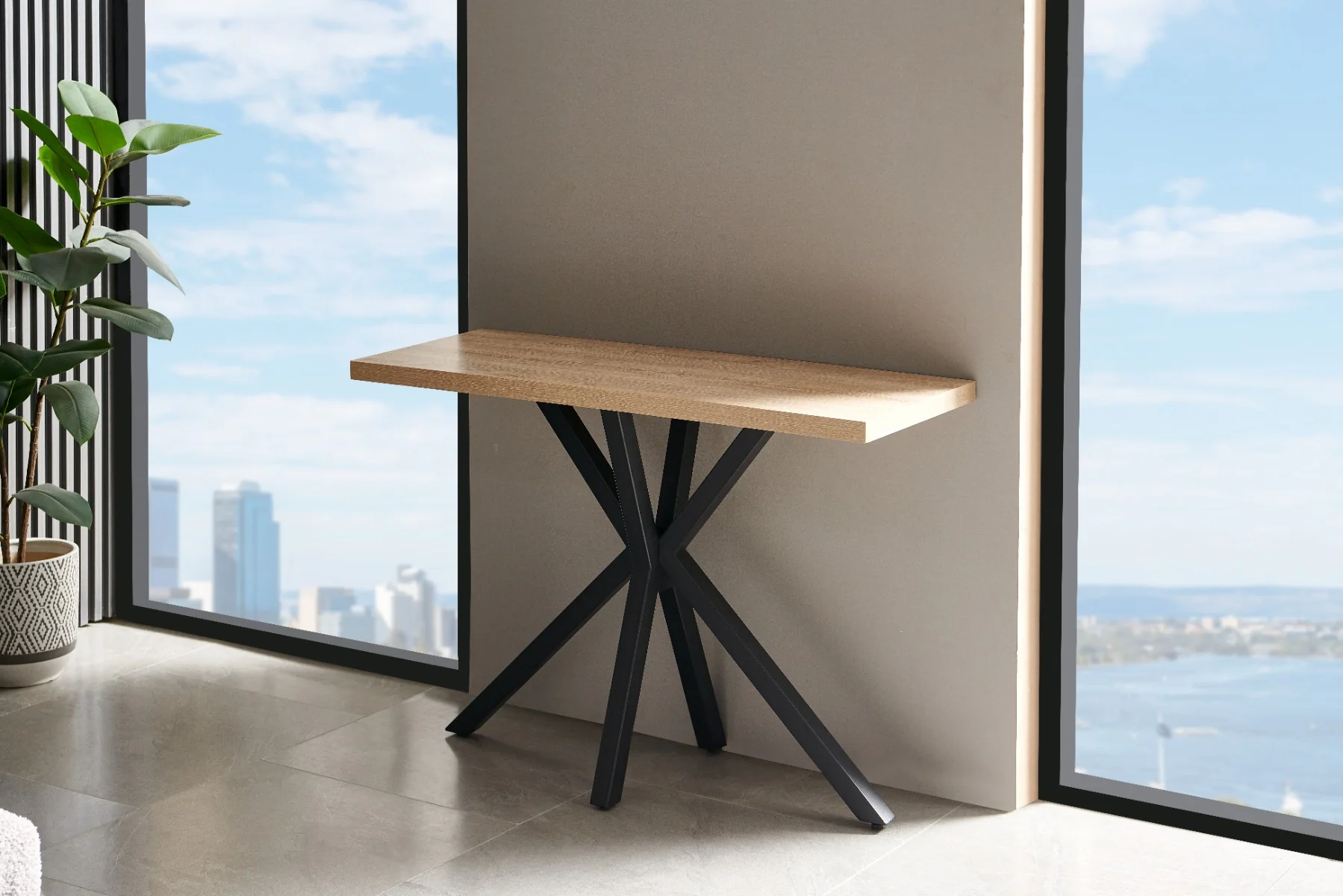 Chrissie Console Table - Modern Oak Console Table for Hallway or Living Room - Image 3