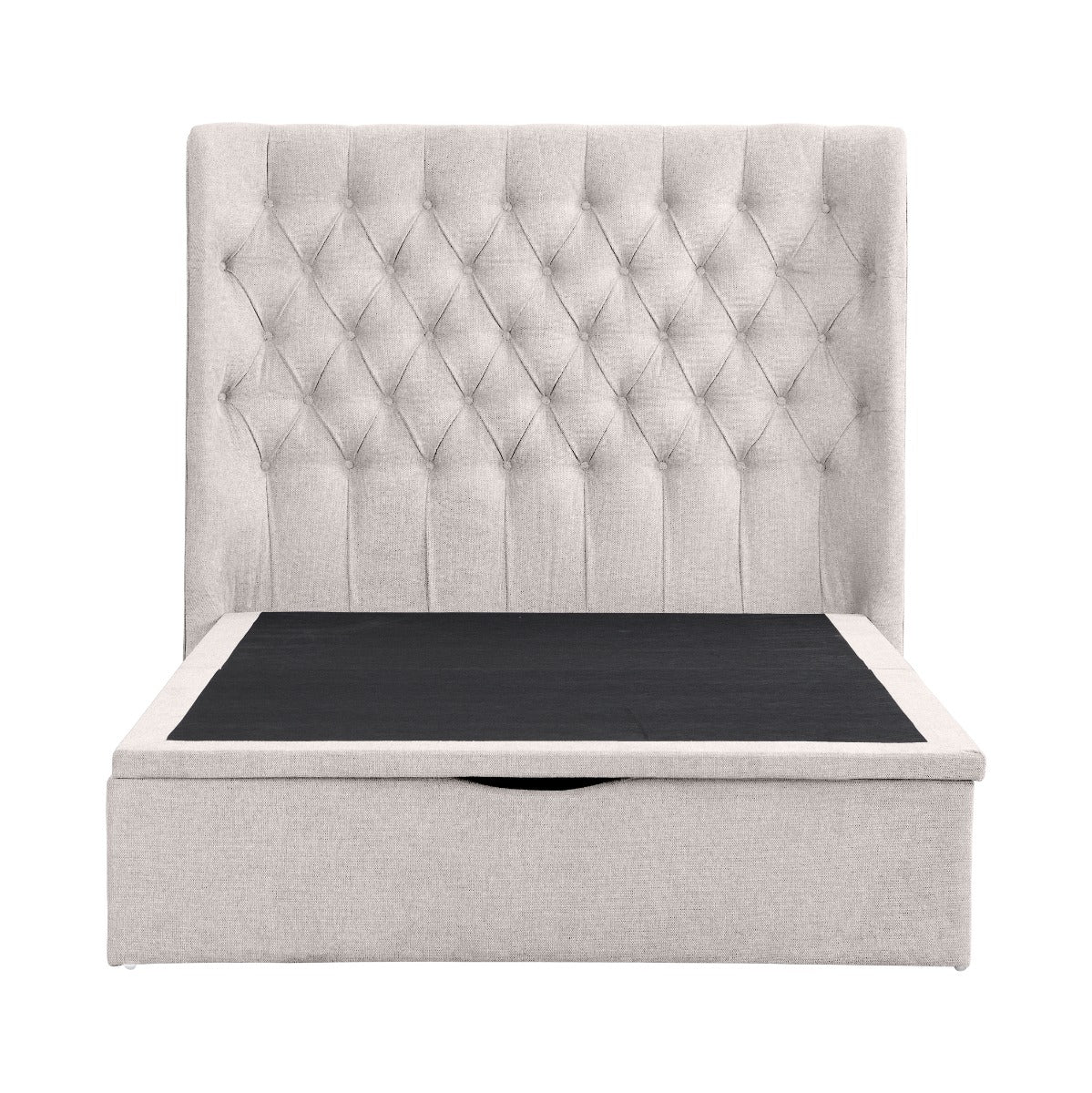 Clara 4'6 Bed – Beige Gas Lift Storage with High Headboard - Image 5