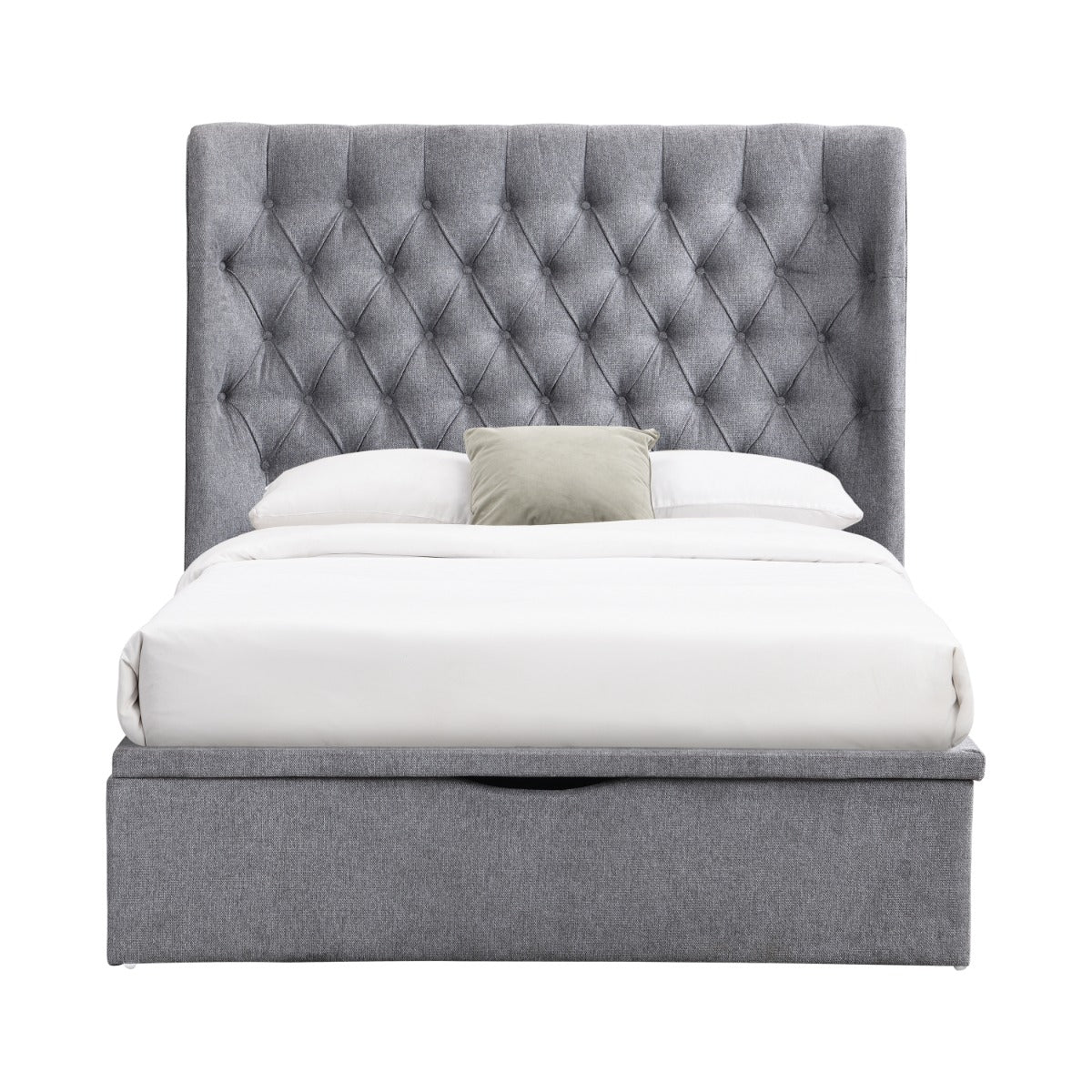 Clara 4'6 Bed – Grey Gas Lift Storage Frame with High Headboard - Image 2