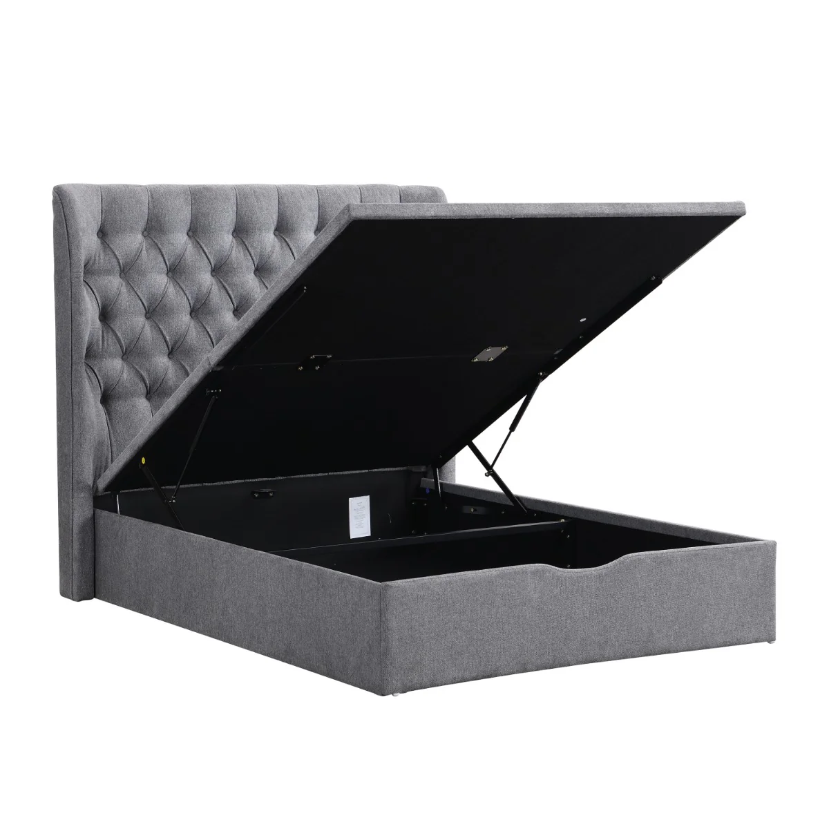 Clara 4'6 Bed – Grey Gas Lift Storage Frame with High Headboard - Image 5