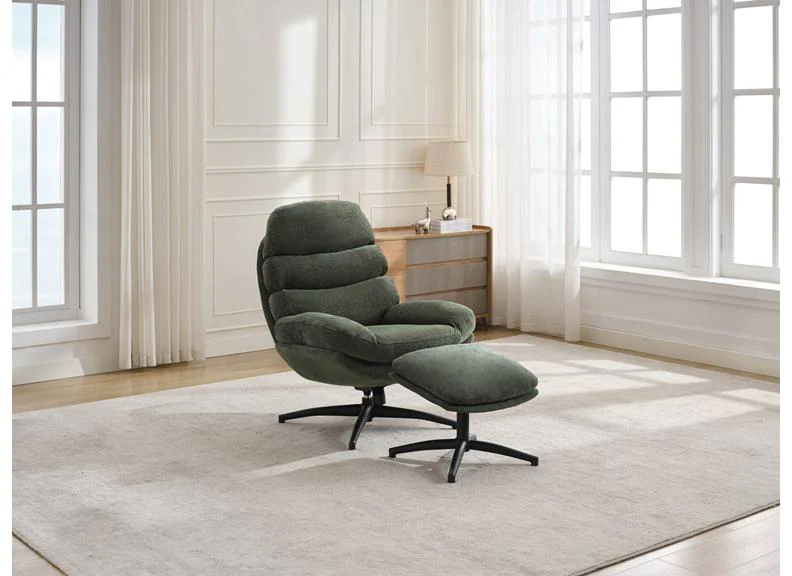 Clark Leisure Chairs with Footstool – 360° Swivel Function in Luxurious Fabric (PRE-ORDER FOR JULY) - Image 6