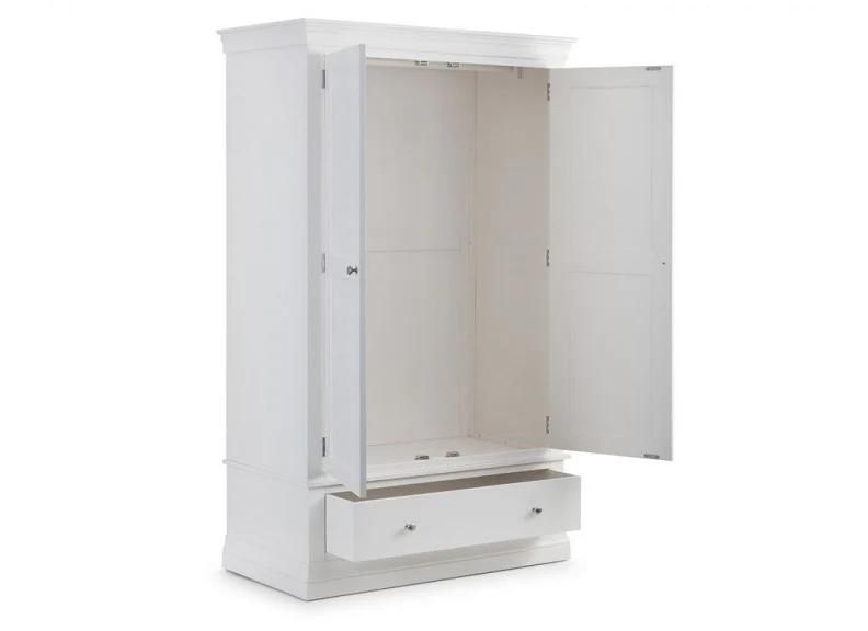 Clermont White Two Door One Drawer Wardrobe - Image 3