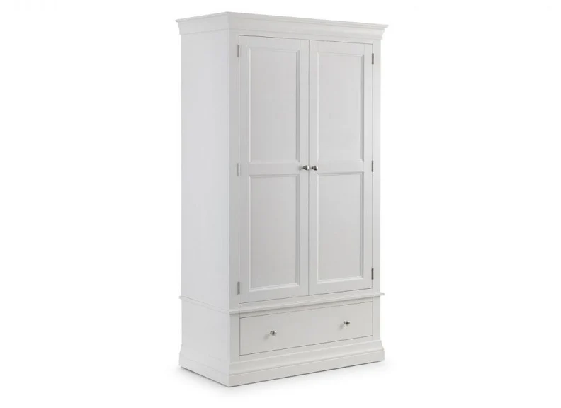 Clermont White Two Door One Drawer Wardrobe - Image 4