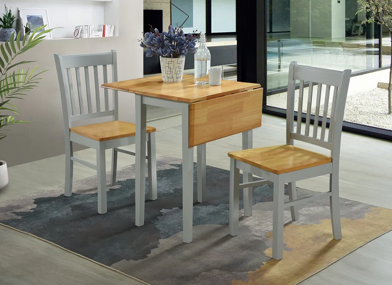 Compact Dropleaf Dining Sets – Lacquered Oak Effect with Two Chairs (H&J) - Image 6