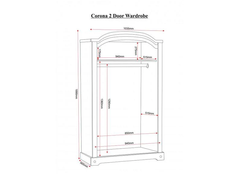Corona Pine Bedroom Triple – Distressed Finish with Metal Handles - Image 4