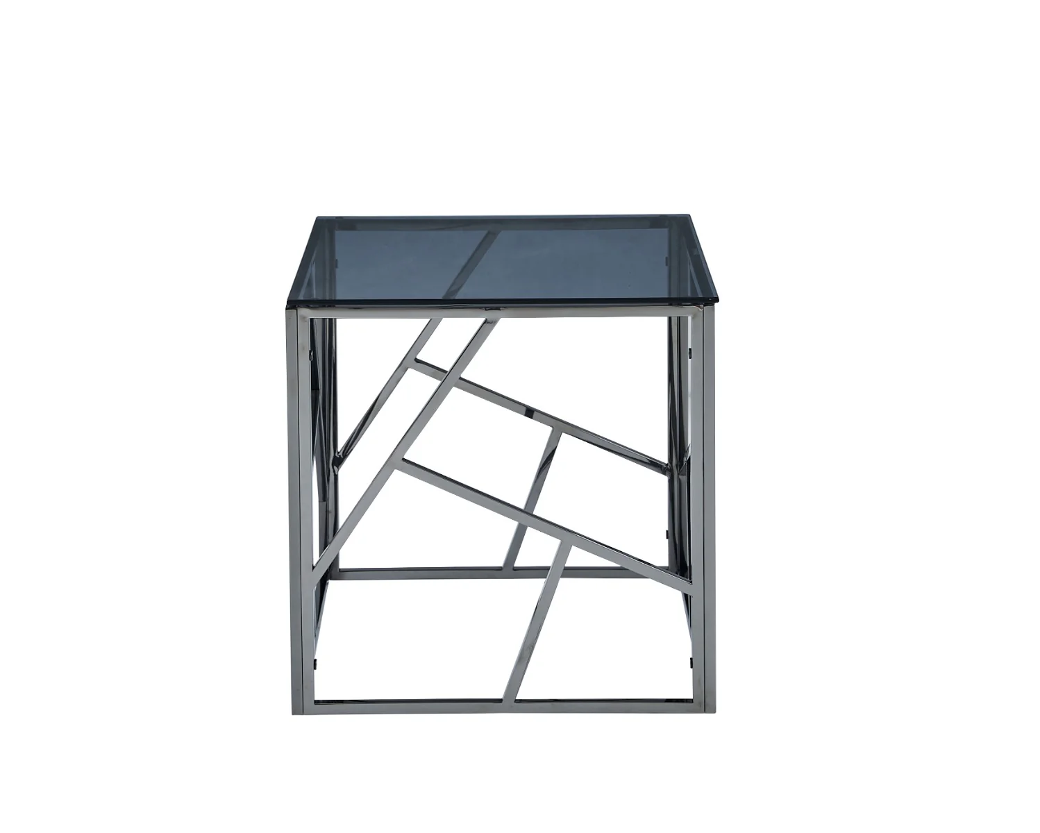 Cortez End Table – Titanium & Smoked Glass - Image 2