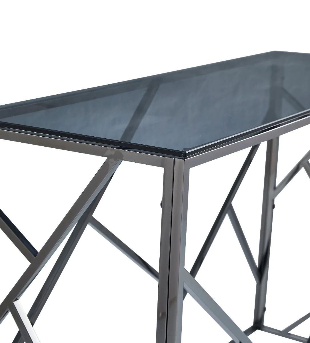 Cortez End Table – Titanium & Smoked Glass - Image 3