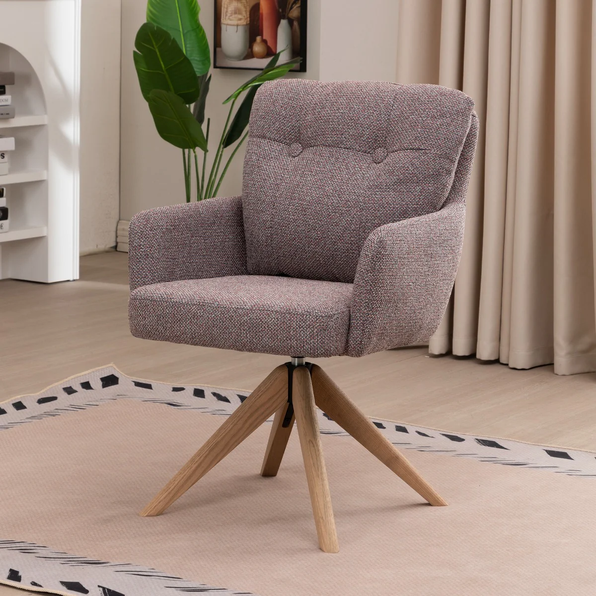 Cotswold Fabric Dining Chair – Blush Granite with Auto-Swivel Seat - Image 2