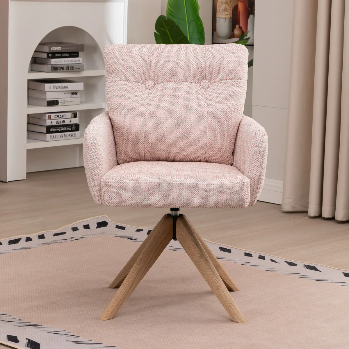Cotswold Fabric Dining Chair – Blush Pink with Auto-Swivel Seat