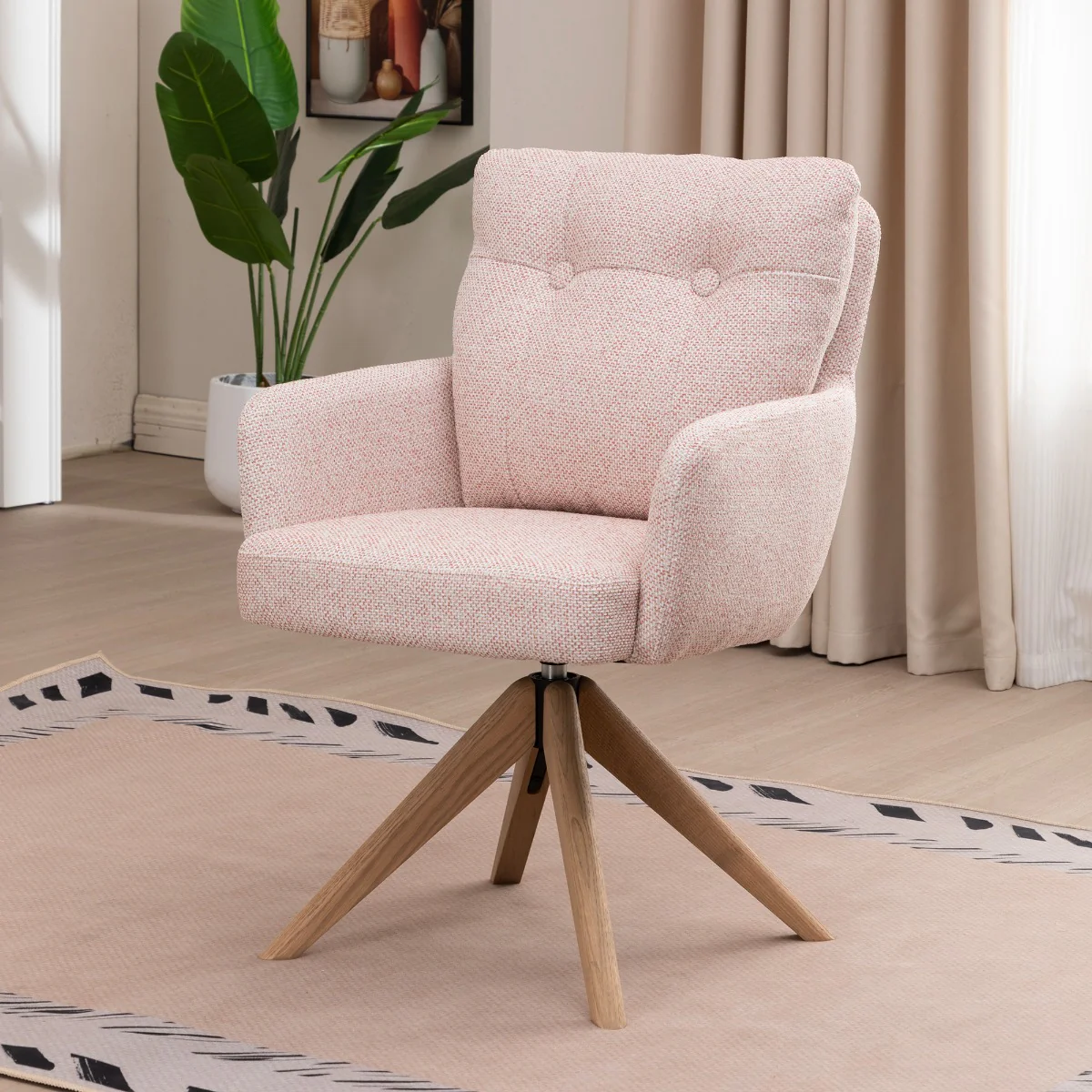 Cotswold Fabric Dining Chair – Blush Pink with Auto-Swivel Seat - Image 2