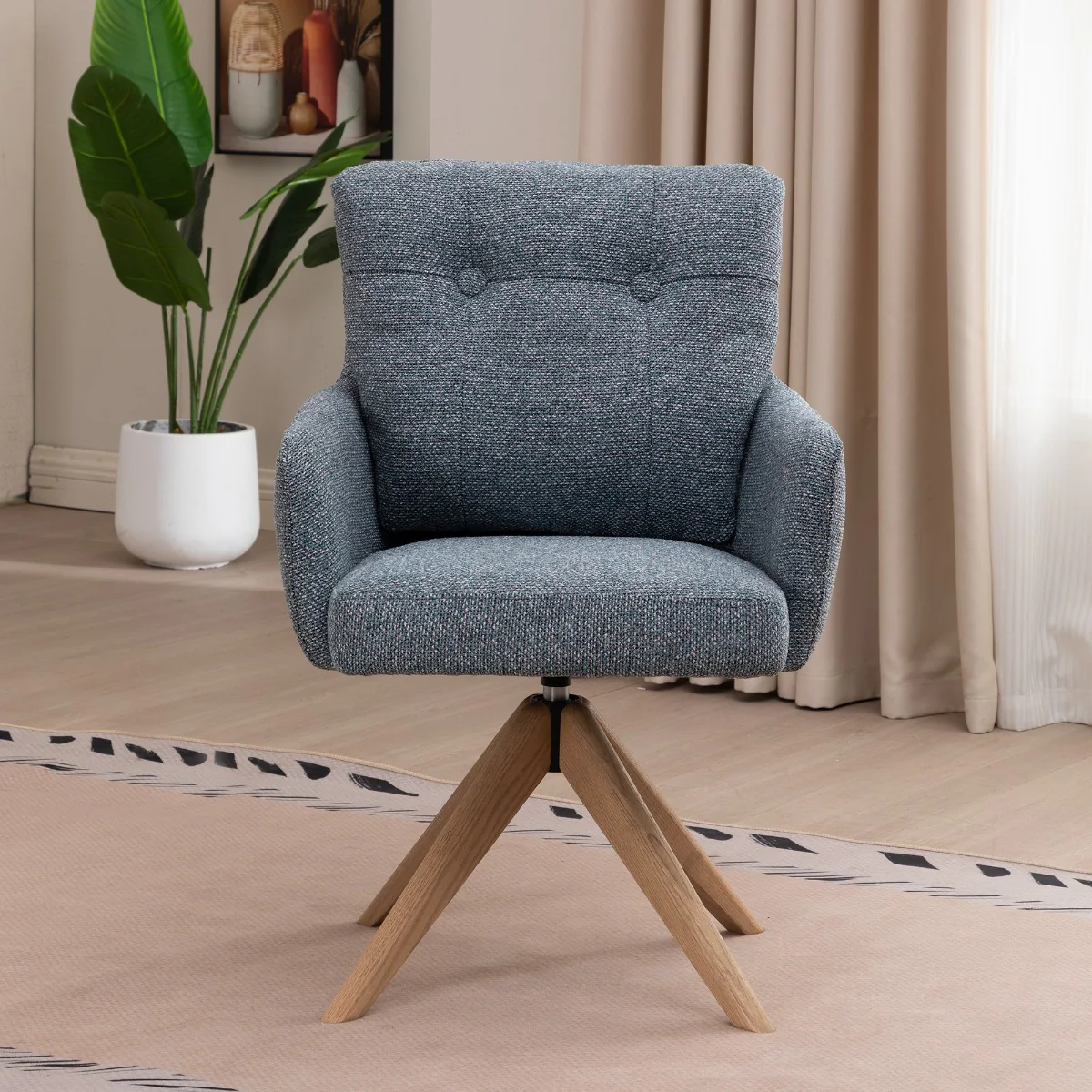 Cotswold Fabric Dining Chair – Storm Teal with Auto-Swivel Seat