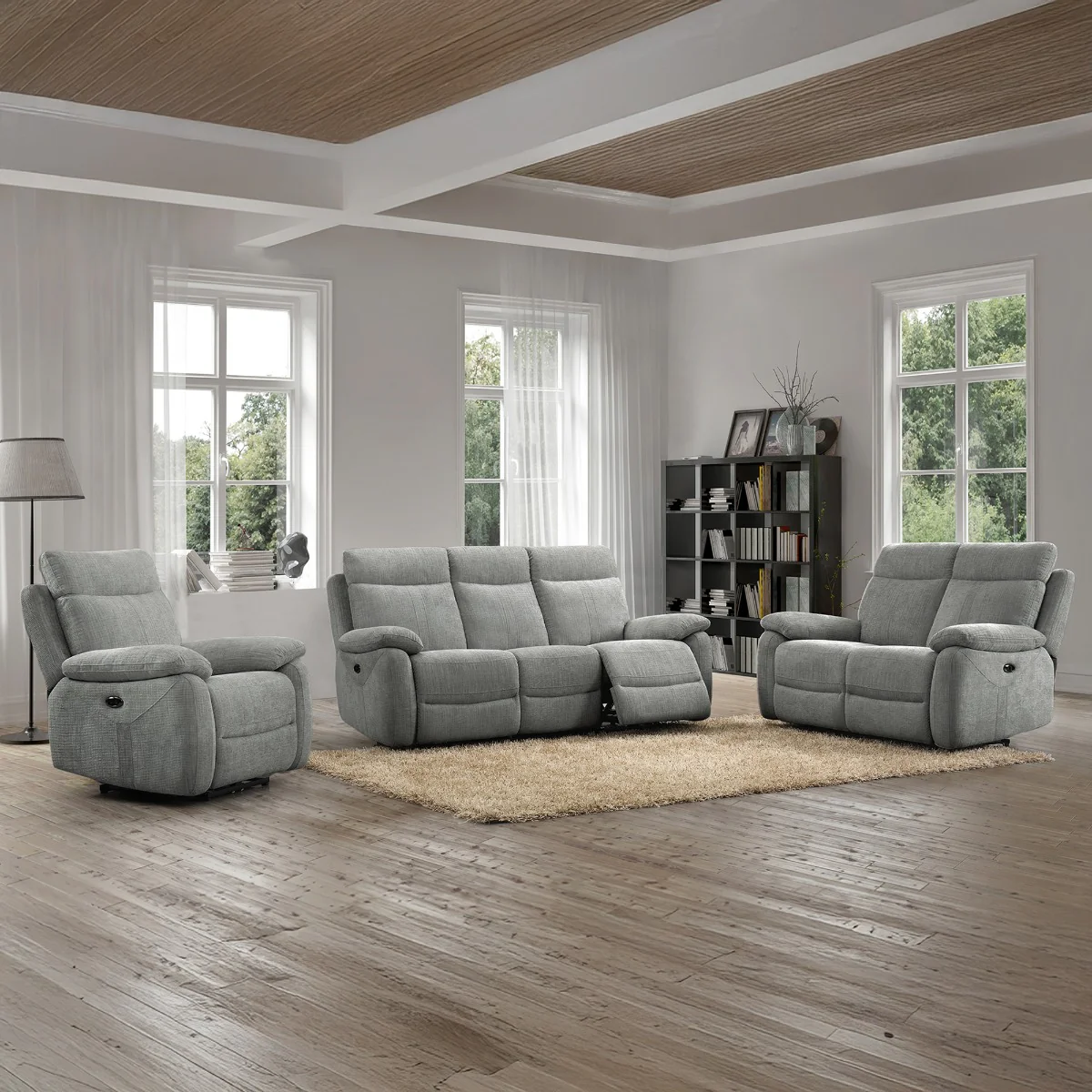 Covington 3+1+1 Suite – Taupe Fabric with Electric Recline (Electric)