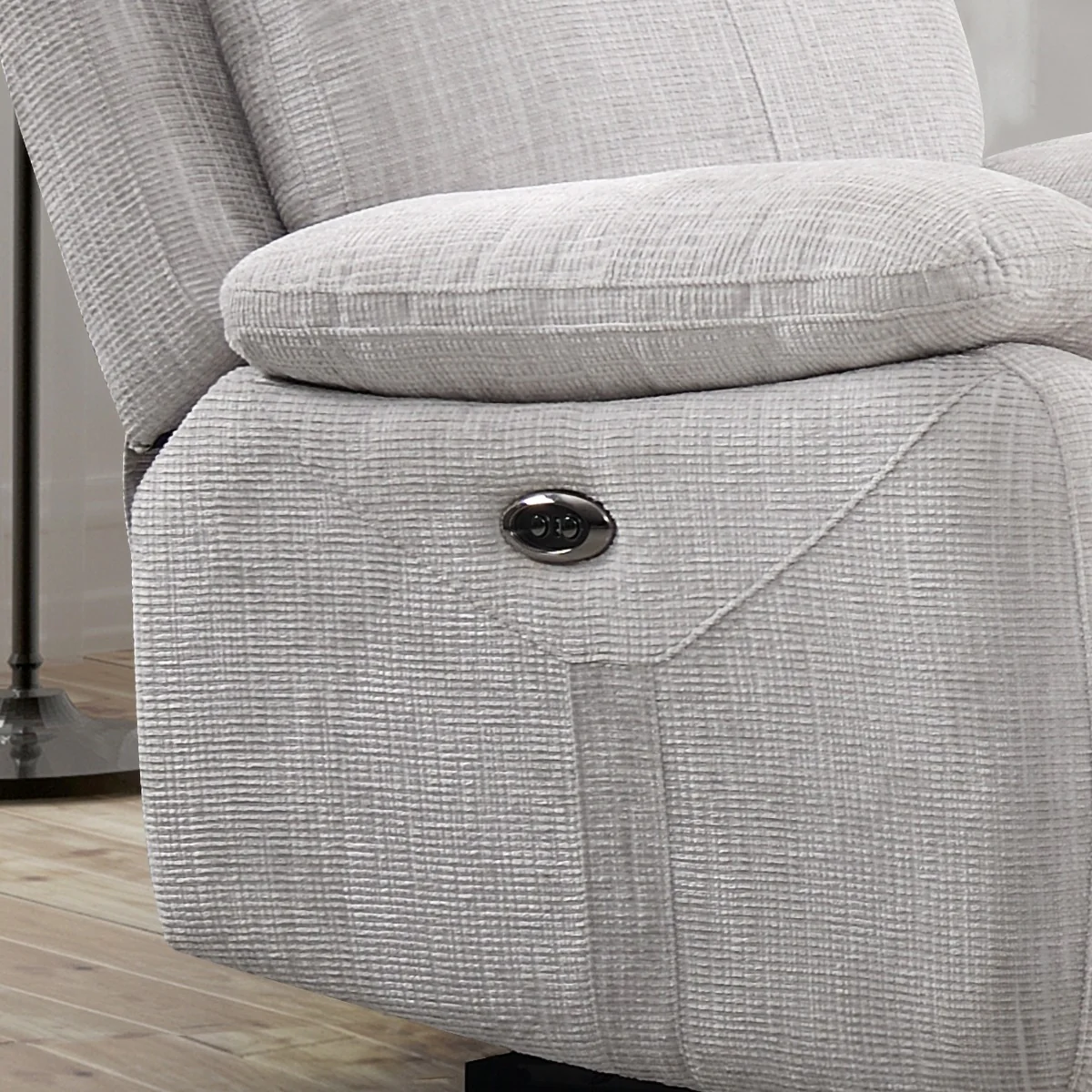 Covington 3+2 Suite Cement – Full Fabric Recliner with USB Socket (Electric) - Image 3