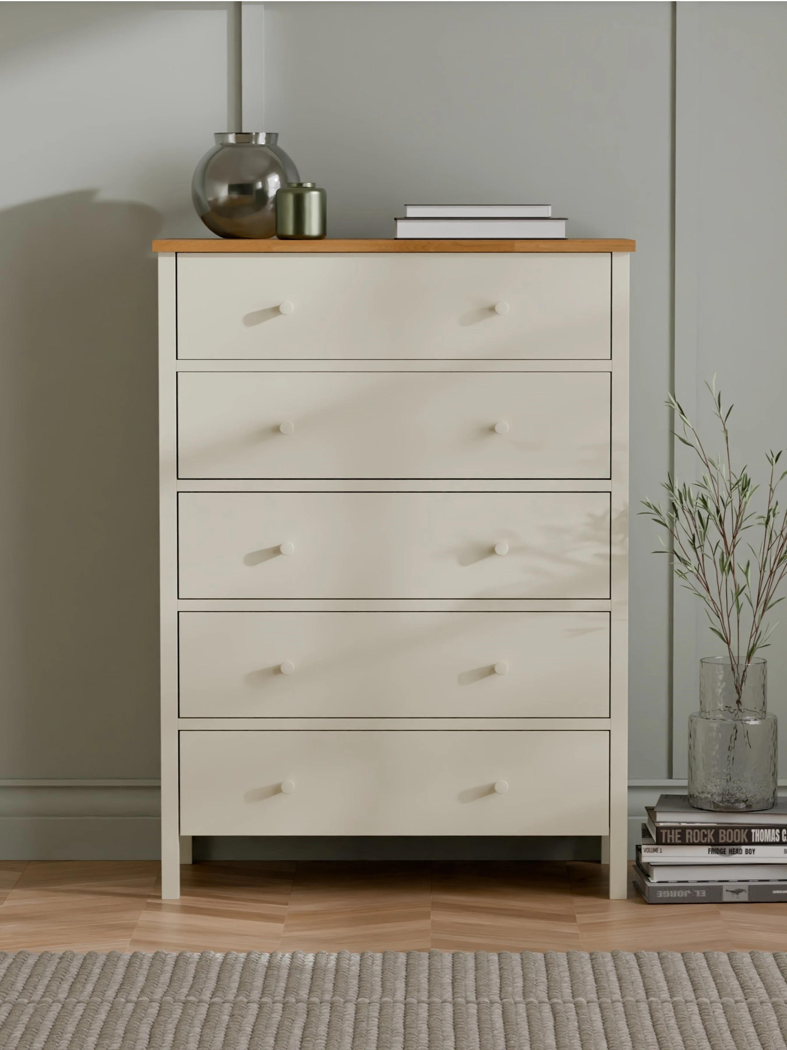 Coxmoor 5 Drawer Wide Chest - Ivory