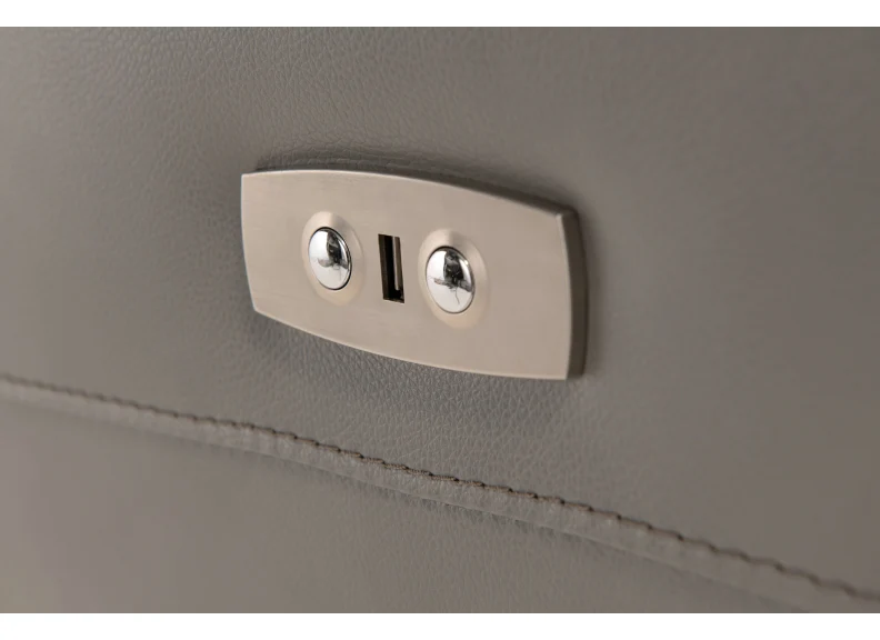 Havana Leather Powered 3-Seater Sofa – Grey with USB Ports - Image 4