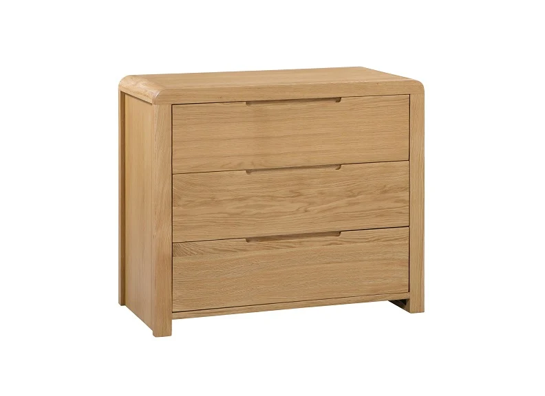 Curve Oak Three Drawer Chest