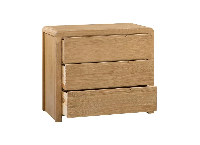 Curve Oak Three Drawer Chest - Image 3