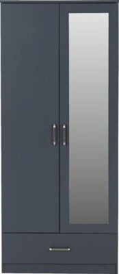 Dakota 2 Door Mirrored Wardrobe with Drawer – Space Saving Storage - Image 5