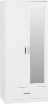 Dakota 2 Door Mirrored Wardrobe with Drawer – Space Saving Storage - Image 8