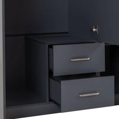 Dakota 3 Door Mirrored Wardrobe with Drawers – Large Storage - Image 10