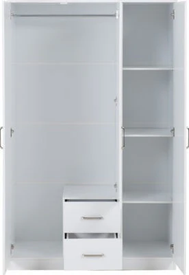 Dakota 3 Door Mirrored Wardrobe with Drawers – Large Storage - Image 7