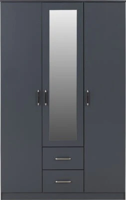 Dakota 3 Door Mirrored Wardrobe with Drawers – Large Storage - Image 8