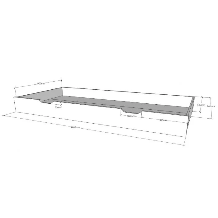Dallas Drawer – White Solid Pine Bed Drawer with Wheels - Image 4