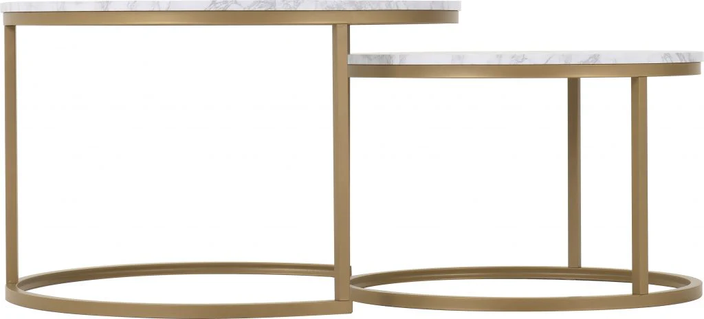Dallas Round Coffee Table Set – Marble Effect with Gold Base (Pre-order for September) - Image 3