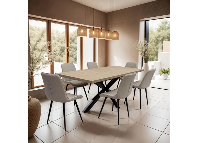 Dalton Fixed Dining Tables W/Conway Fabric Dining Chairs