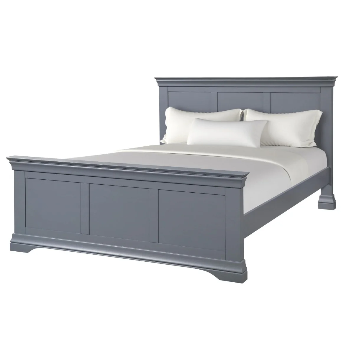 Daniella 5ft Bed – Dark Grey Upholstered Frame with Chrome Handles