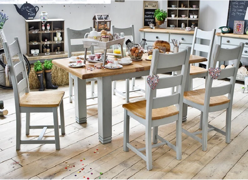 Danube Grey 1.4m Extending Table Set – Weathered Oak with Four Solid Seat Chairs - Image 3